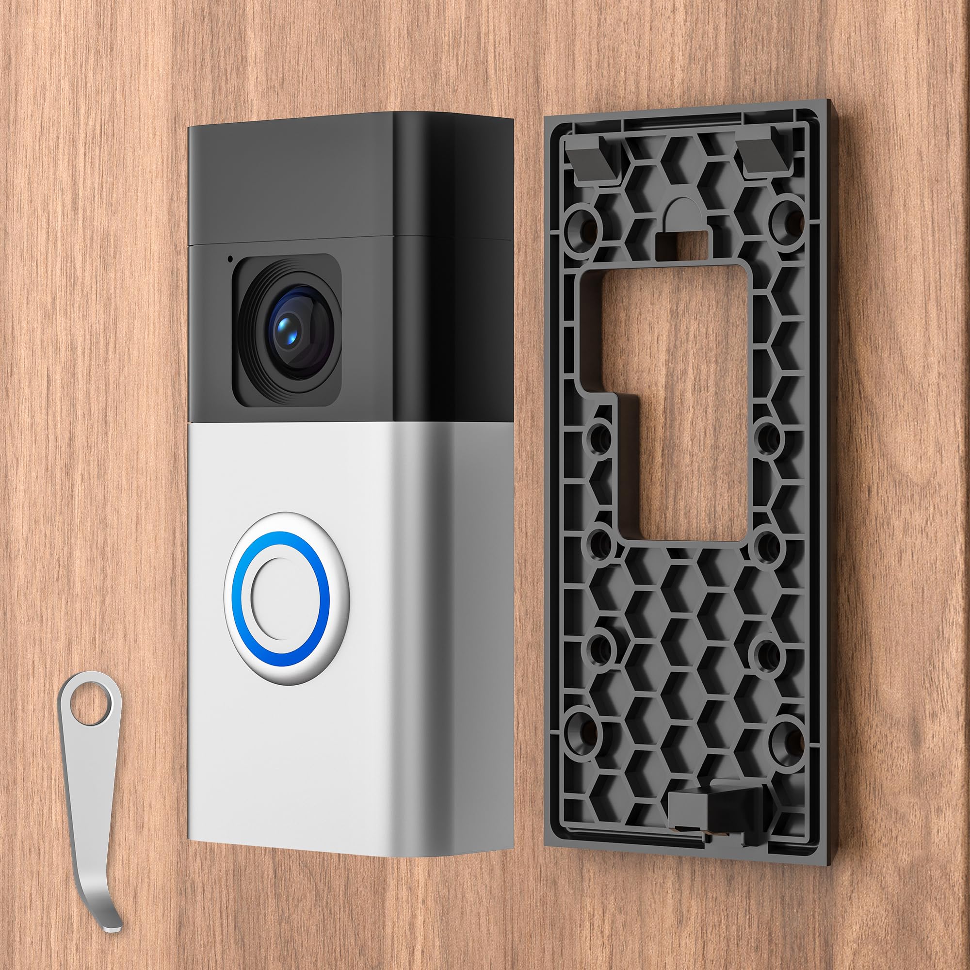 No Drill Adhesive Video Doorbell Mount Compatible With Ring Battery Doorbell (2024 Release) Wireless, Door Mounting Holder Brack